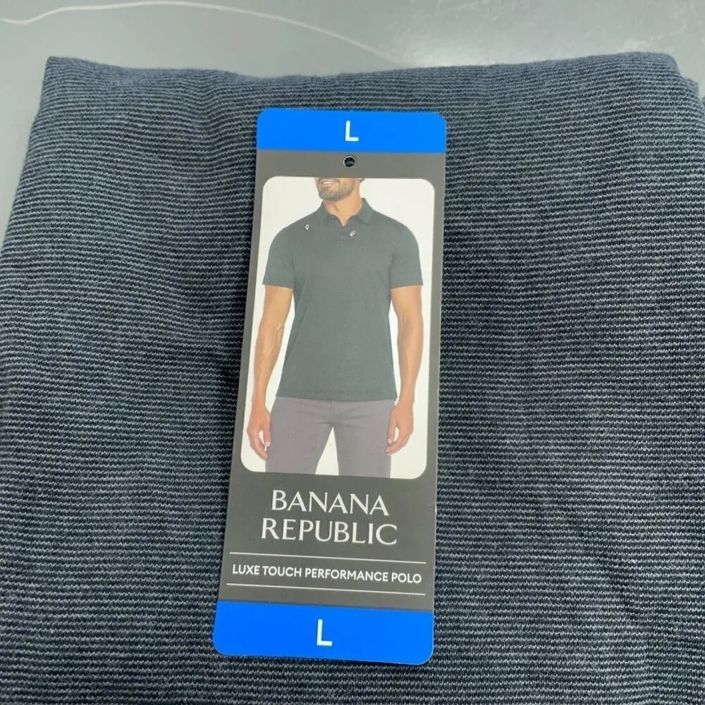 NEW Banana Republic Men's L Gray/ Black Polo Shirt Cotton